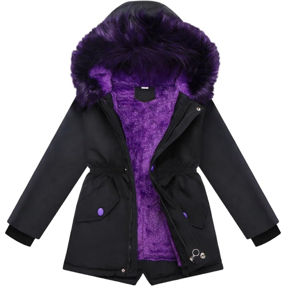 Stylish Girls Zip-Up Puffer Coat with Elastic Cuffs - Perfect Fit for Winter